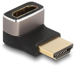 Delock HDMI adapter apa - anya 90 lefelé néző csatlakozódugóval 8K 60 Hz szürke fém (60085) - dellaprint