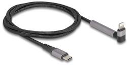 Delock Adat és töltő kábel USB Type-C - Lightning iPhone , iPad , iPod eszközökhöz hajlított álló funkcióval, fekete és 1, 5 m hosszú, Mfi (85405)