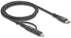 Delock 2 az 1-ben USB kábel USB Type-C - USB Type-C / Lightning iPhone és iPad eszközökhöz 1 m MFi 60 W (81170)
