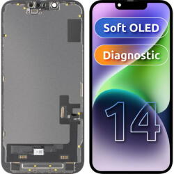 MP Piese si componente Display cu Touchscreen MP compatibil cu Apple iPhone 14, cu Rama, Versiune Soft OLED FHD Diagnostic, Negru (dis/mp/ai14d/cu/ve/ne) - pcone