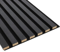 Decowall Lamella falpanel - fa hatású lécek filc hátlapon (260 cm x 30 cm) - láva fekete lamella (1413014P)