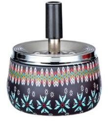 Angelo pörgős hamutartó - skandináv stílusú karácsonyi pulóver mintával, króm színű tetővel (A-405009-4)