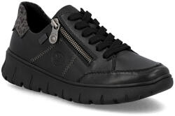Rieker női fűzős cipzáros fekete félcipő vízlepergető membránnal N1301-01