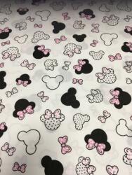  2 részes ágynemű szett ovis méretben - Rózsaszín fehér masnis egérke