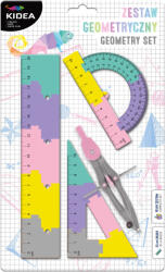 DERFORM Geometria készlet, körző és vonalzó szett, 4 db-os, lányos színű, Kidea (DFM-ZGPB20CM4KA)