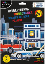 DERFORM Képkarcoló füzet színezővel, járműves, Kidea (DFM-WKMKA) - mesescuccok