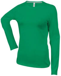 Kariban Női hosszú ujjú kereknyakú pamut póló, Kariban KA383, Kelly Green-S (ka383kl-s)