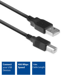ACT USB / USB-B kábel 1.8m fekete ACT (AC3032)