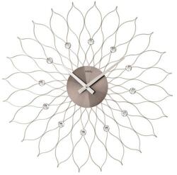  Nagy méretű AMS falióra virág formában, fémből, üveg strasszköves betétekkel 50cm