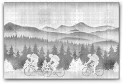  PontPöttyöző - Erdőben tekerő biciklis Méret: 40x60cm, Keretezés: Keret nélkül (csak a vászon), Szín: Fekete