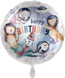 Premioloon Balon din folie Happy Birthday - Animăluțe spațiale 43 cm