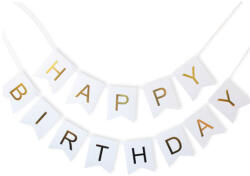  Fehér szülinapi zászlófüzér