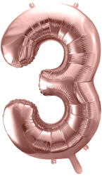  3 szám rosegold fólia lufi