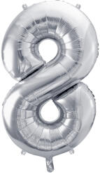  8 szám ezüst fólia lufi