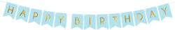  Világoskék happy birthday zászlófüzér