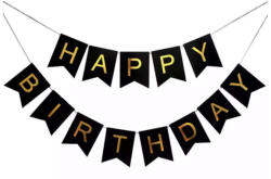  Fekete szülinapi zászlófüzér