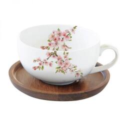 Easy Life Cseresznyevirágos porcelán csésze akácfa alátéttel - Sakura (VR-1082SAKU)