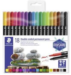 STAEDTLER 3187 Alkoholos Marker Készlet - 0, 5/3, 0 mm, Kétvégű, 18 Különböző Szín (3187 TB18)