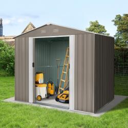 Riwall PRO Rmsa 6X8 Fém Kerti Tároló 2, 4 X 1, 7 m Nyeregtetővel Barna