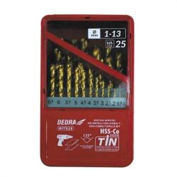 Dedra Csigafúró Készlet 1.0-13.0 mm 25 db-os 135° HSS-Co Kobaltos
