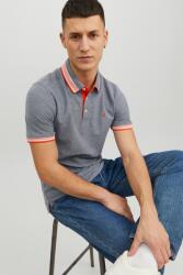 JACK & JONES Jack & Jones, Paulos galléros szűk fazonú organikuspamut póló, Narancssárga, Melange sötétkék, S (12136668-NAVY-BLAZER-NEON-S)