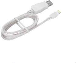  Prémium adat- és töltőkábel, Lightning/USB csatlakozóval, villogó fénnyel, 2A gyors töltés, 1 méter, átlátszó borítás, fehér (TB12382)