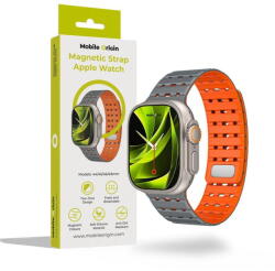 Mobile Origin Magnetic Strap, grey/orange - AW Ultra 2/1(49mm)9/8/7(45mm)/6/SE/5/4(44mm)/3/2/1(42mm) (AWMS-01-GRY-ORG) - vexio