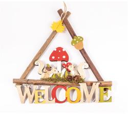  IRIS fa kopogtató, 2 mókus és gombák, "welcome" felirat 25 x 25cm (065810)