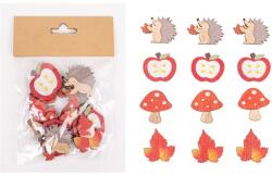  IRIS fa öntapadós alma/sündisznó/gomba/falevél szettben, 12 darab 4cm (065806)