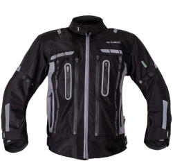  Motoros kabát W-TEC Gelnair EVO, szellőzőpanel, levehető CE protektorok, visionight fényvisszaverő elemek, zsebek, tépőzáras mandzsetta fekete-szürke S