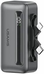 USAMS USA001544 Powerbank Integrált Kábellel Lightning + Type-C / 4500 mAh 20 W - Szürke