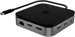 RaidSonic Docking Station Thunderbolt 3 IB-DK408-C41 - USB-C, 2x USB-A, HDMI, DisplayPort, RJ-45 Gigabit LAN, Gri antracit (IB-DK408-C41) - pcone