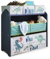 Ginger Home DINOSAUR gyermek játékpolc textil dobozokkal - fa rendező, 63x30x60 cm (TF6502)