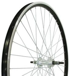 Remerx 26-os (20x559mm) MTB hátsó kerék, menetes racsnihoz, csavaros tengellyel, duplafalú felni, ezüst-fekete
