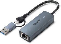 Lindy 43415 hálózati csatlakozó USB 3.2 Gen 2 (3.1 Gen 2) Type-C 5000 Mbit/s Szürke (43415) (43415)