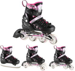 NILS Extreme Gyermek inline korcsolya cserélhető hokicsúszóval 4in1 Nils Extreme NH10905 39 fekete|rózsaszín