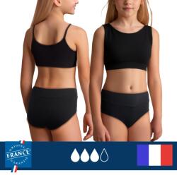 Plim Underwear Menstruációs fürdőruha alsó serdülőknek - Magas derekú - Erős vérzéshez fekete