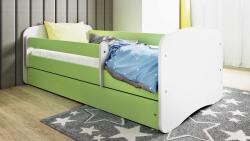 Kocot Kids Pat pentru copii cu barieră Ourbaby - verde-alb