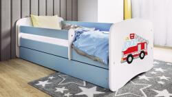 Kocot Kids Pat pentru copii cu barieră Ourbaby - Mașină de pompieri - albastru