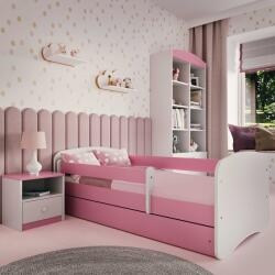 Kocot Kids Pat pentru copii cu bariera Ourbaby - roz-alb