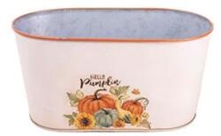  Bádog kaspó, ovális, tökök, krém narancssárga