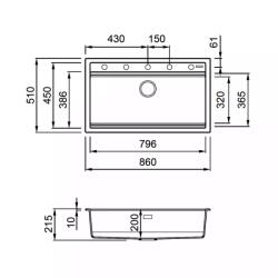 Elleci - Mosogatótálca Best 360 Workstation 86x51 Granitek Total Black G40 Nero Fekete kiegészítőkkel (LGB36040BKM) - ellecimarkabolt