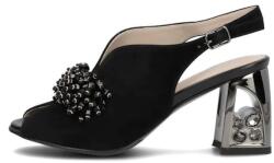 Filippo Sandale dama, negru, elegante, din piele intoarsa, cu toc, Filippo DS6180-24-BK-SU-Negru (Marime: 37) (DS6180-24-BK-SU-Negru-37)