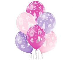  Rózsaszín Baby Girl léggömb, lufi 6 db-os 12 inch (30cm) (MLG002942) - sandori