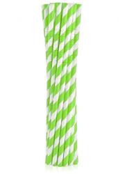  Zöld Green Stripes rugalmas papír szívószál 12 db-os (MLG126808) - sandori