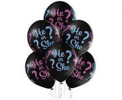  Fiú vagy Lány He or She léggömb, lufi 6 db-os 12 inch (30cm) (MLG011913)