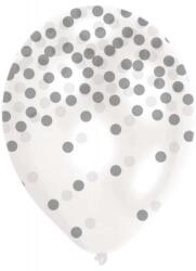  Ezüst Silver konfettis léggömb, lufi 6 db-os 11 inch (27, 5cm) (DPA9908419) - sandori