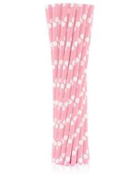  Rózsaszín Light Pink Polka Dots papír szívószál 24 db-os (MLG114850) - sandori