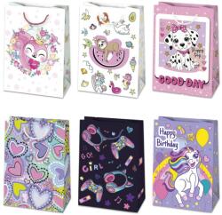  Lányos Colorful papír ajándéktasak, ajándékzacskó 23x32x11 cm (PKK057715)