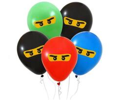  Nindzsa Mask léggömb, lufi 5 db-os 12 inch (30 cm) (MLG411925) - sandori